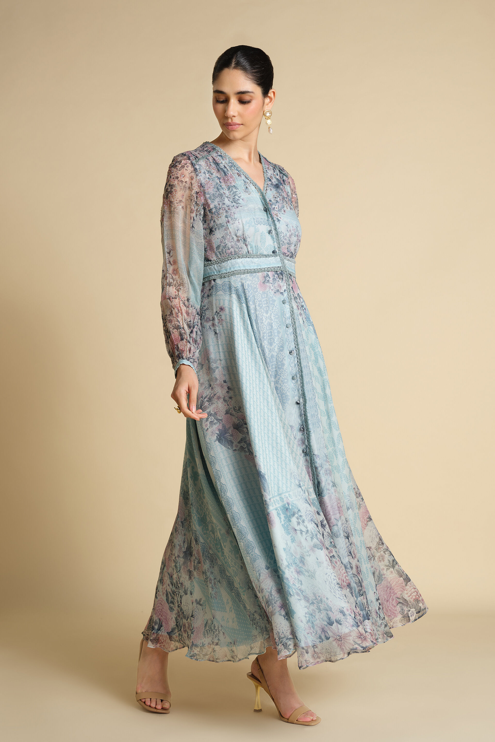 Juri Printed Kaftan - Powder Blue, Powder Blue, image 3